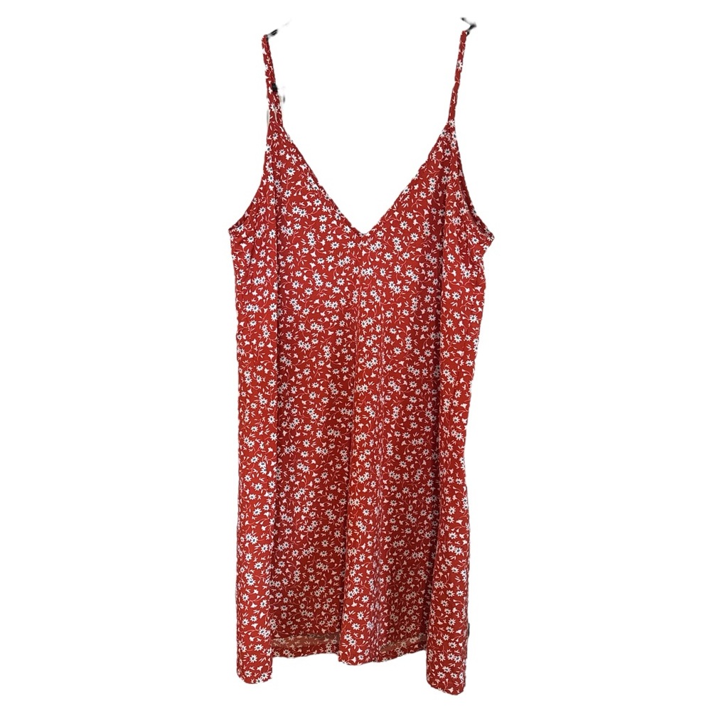 Orange Floral Spaghetti Strap Sun Dress